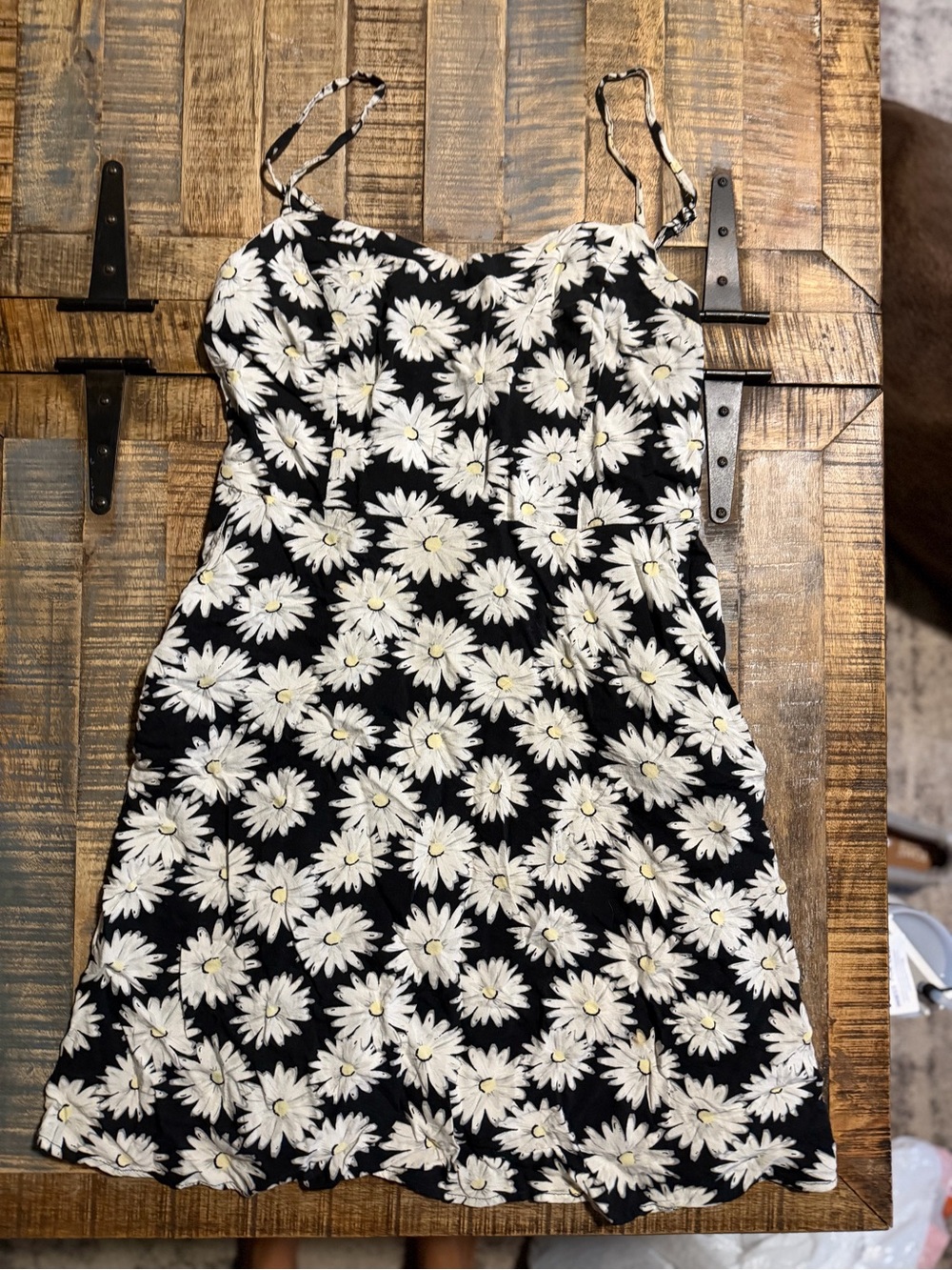 SO Black Daisy Print Mini Dress with White & Yellow Accents